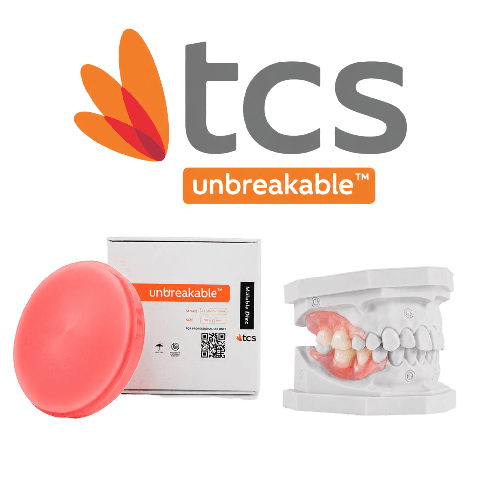 TCS Unbreakable™ disc and a flexible partial on a model